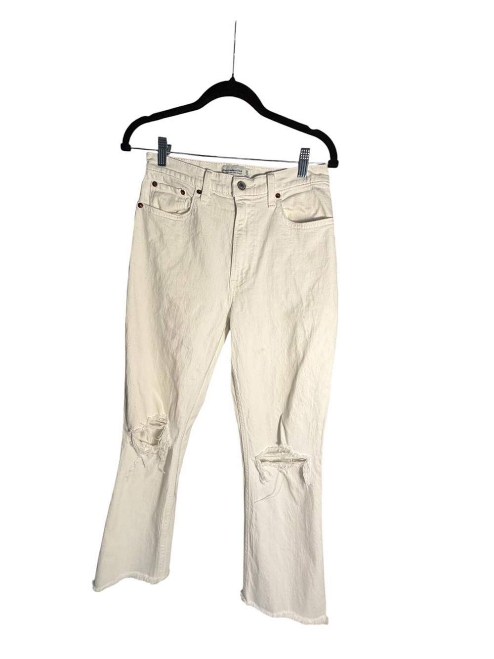 Abercrombie & Fitch Ultra High Rise Distressed Ankle Straight-Leg Jeans Sz 27